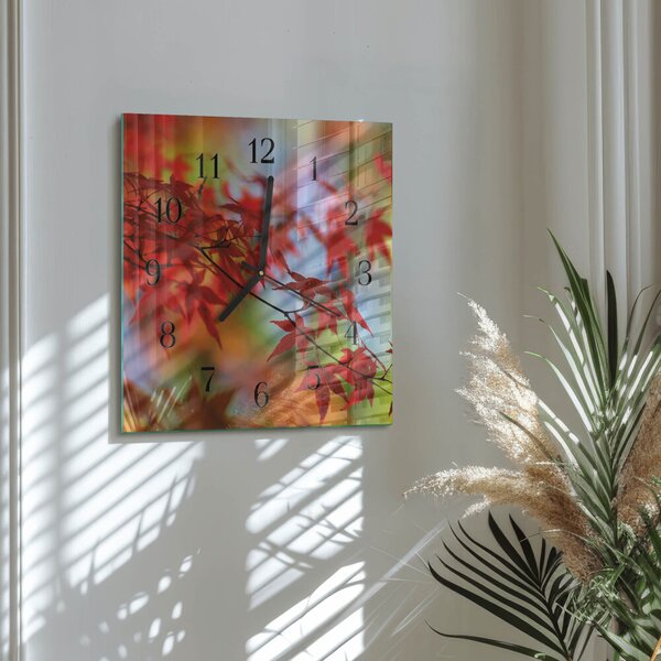 Skleněné hodiny na stěnu Javorové listy zskc-30x30-00169623