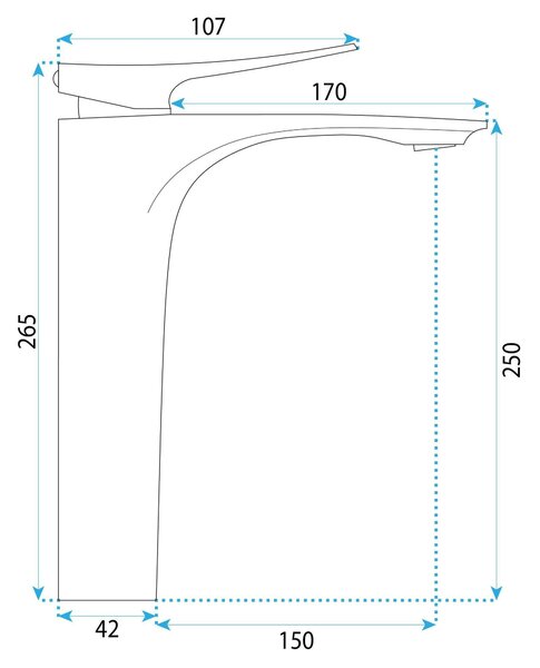 Rea Vision Premium, vysoká umyvadlová baterie h-265, chromová, REA-B6344