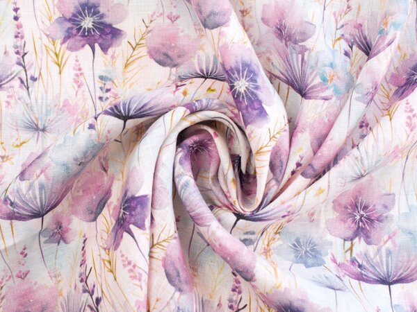 Snový svět Floral fialové květy - francouzský len