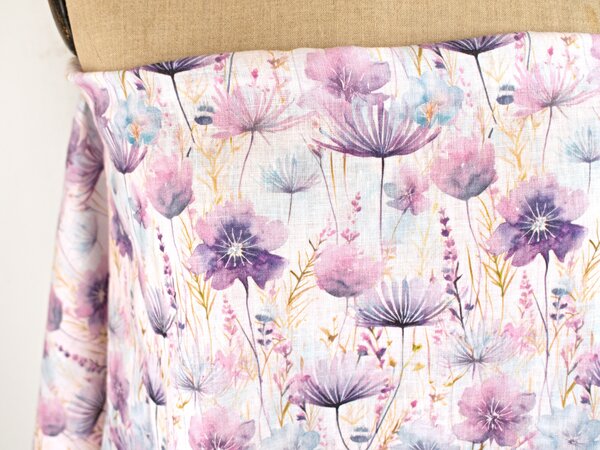Snový svět Floral fialové květy - francouzský len