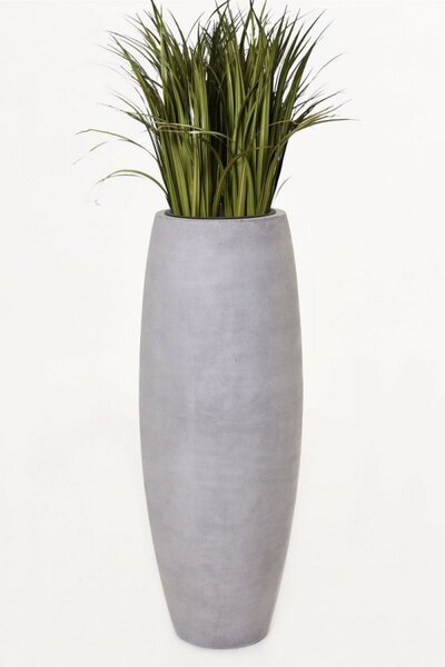 Květináč MAGNUM, sklolaminát, výška 100 cm, beton design, šedý