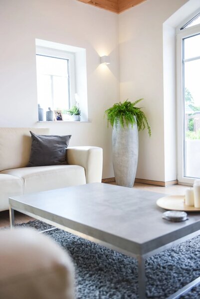 Květináč MAGNUM, sklolaminát, výška 100 cm, beton design, šedý