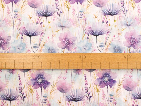 Snový svět Floral fialové květy - francouzský len