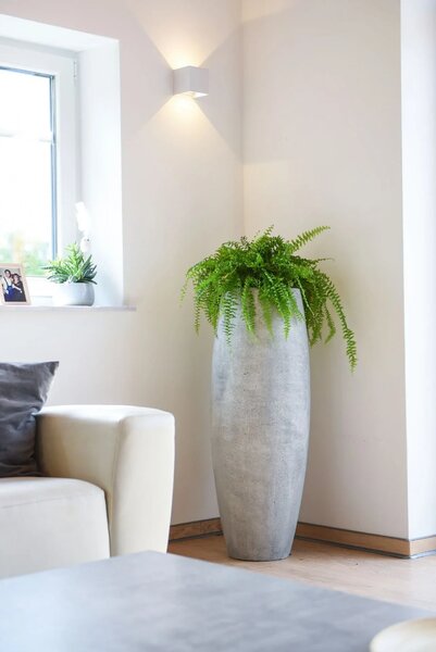 Květináč MAGNUM, sklolaminát, výška 100 cm, beton design, šedý