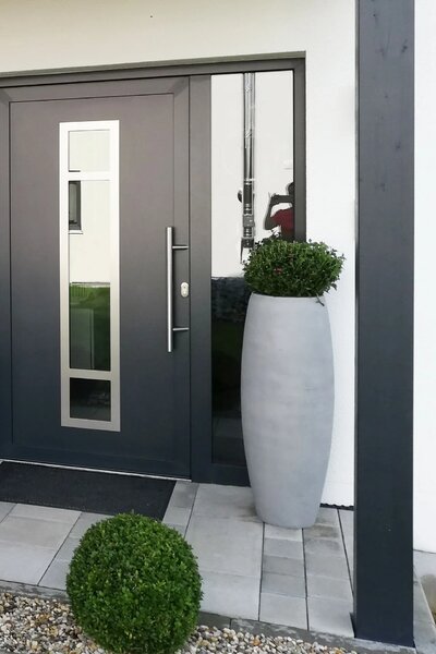 Květináč MAGNUM, sklolaminát, výška 100 cm, beton design, šedý