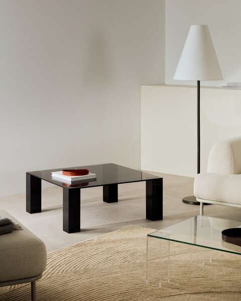 Tmavě šedý skleněný konferenční stolek 85x85 cm Adularia – Kave Home