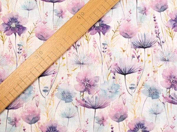 Snový svět Floral fialové květy - francouzský len