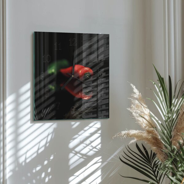 Skleněné hodiny na stěnu Pepř zskc-30x30-00170345