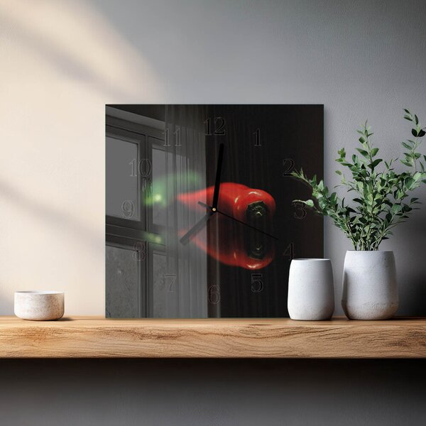 Skleněné hodiny na stěnu Pepř zskc-30x30-00170345