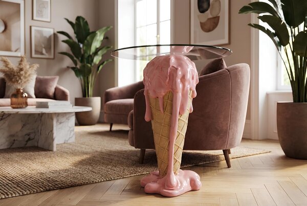 Bistro stolek ICE CREAM 75 CM růžový/béžový Nábytek | Jídelní prostory | Jídelní stoly | Kulaté