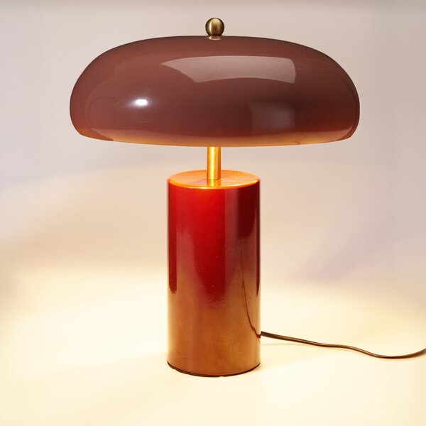 Kovová stolní lampa s kulatým stínidlem, 26 x 21 x 39 cm - vínová