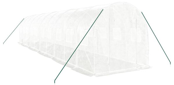 Skleník s ocelovým rámem bílý 20 m² 10 x 2 x 2 m