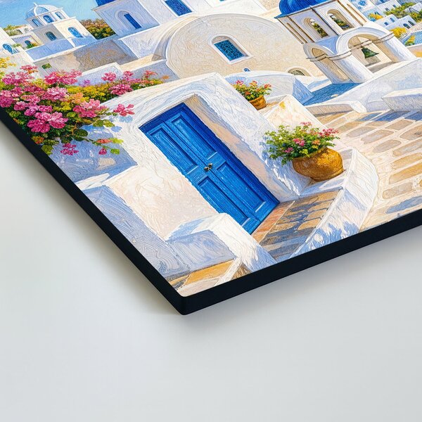 DUBLEZ | Vícedílný dřevěný obraz - Santorini s citrony | UV tisk, Premium