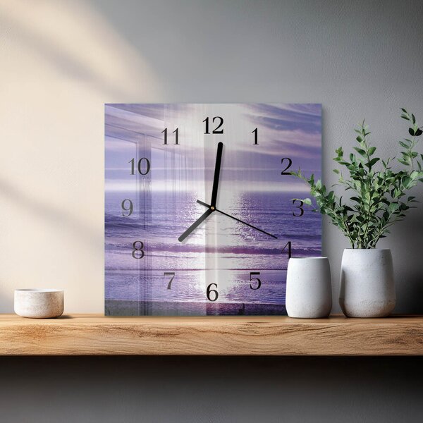 Skleněné hodiny na stěnu Moře zskc-30x30-00170400