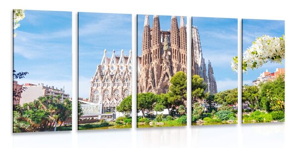 5-dílný obraz katedrála v Barceloně