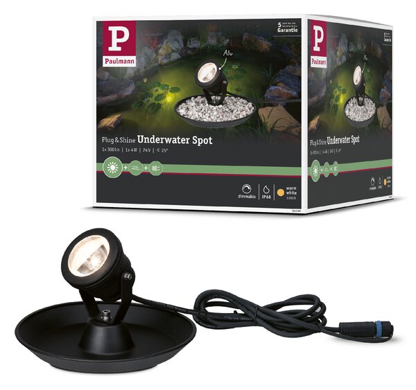 Paulmann 94209 Plug&Shine Pond Spot, podvodní reflektor 4W LED 25° 3000K, antracit, IP68