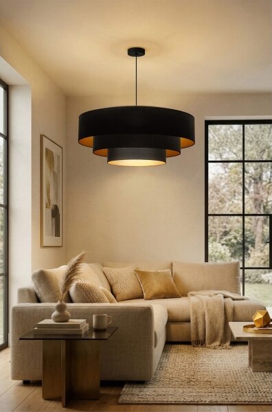 Brilagi - Lustr na lanku LUNETA 3xE27/60W/230V pr. 80 cm černá/zlatá