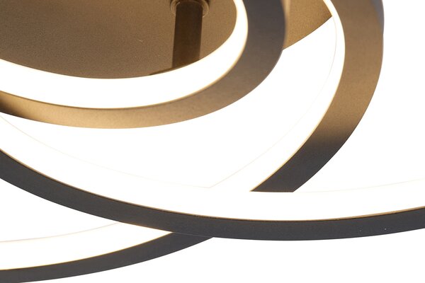 Stropní lampa černá 45 cm vč. LED 3-stupňový stmívač - Rowin