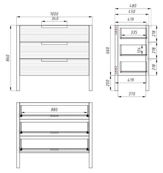 Komoda dub Barcelona 3Z - Šířka 120 cm