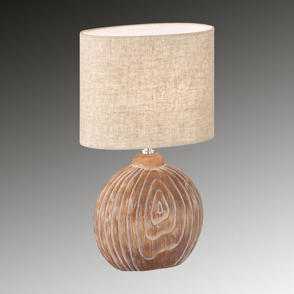 Hnědo-béžová keramická stolní lampa s textilním stínidlem (výška 39 cm) Tobse – Fischer & Honsel