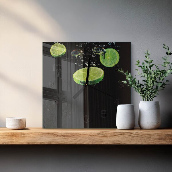 Skleněné hodiny na stěnu Limetky zskc-30x30-00170662