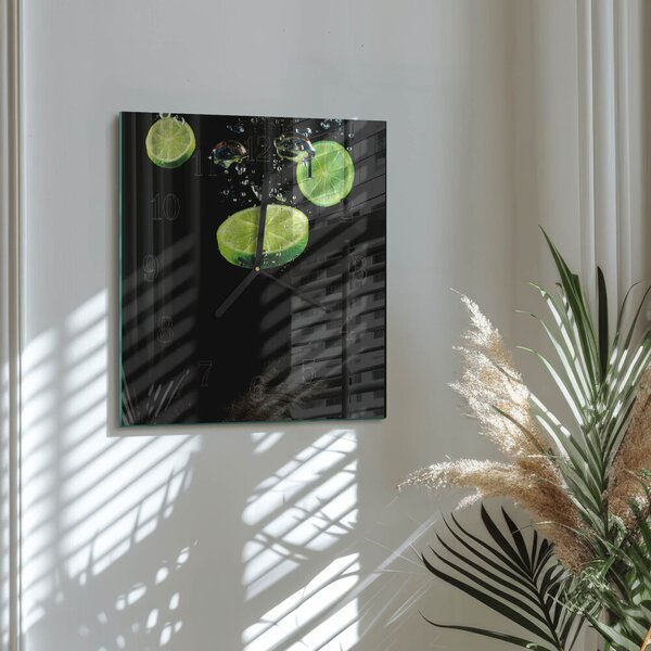 Skleněné hodiny na stěnu Limetky zskc-30x30-00170662