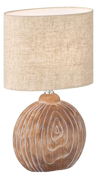 Hnědo-béžová keramická stolní lampa s textilním stínidlem (výška 39 cm) Tobse – Fischer & Honsel