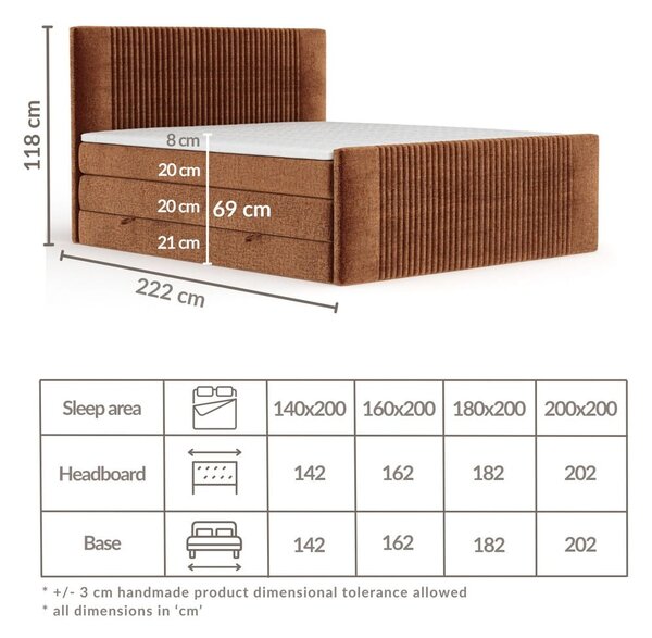Tmavě zelená boxspring postel s úložným prostorem 200x200 cm Bergamo – Maison de Rêve
