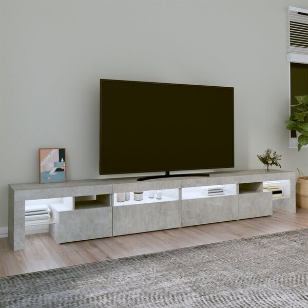 TV skříňka s LED osvětlením betonově šedá 260x36,5x40 cm 3152821