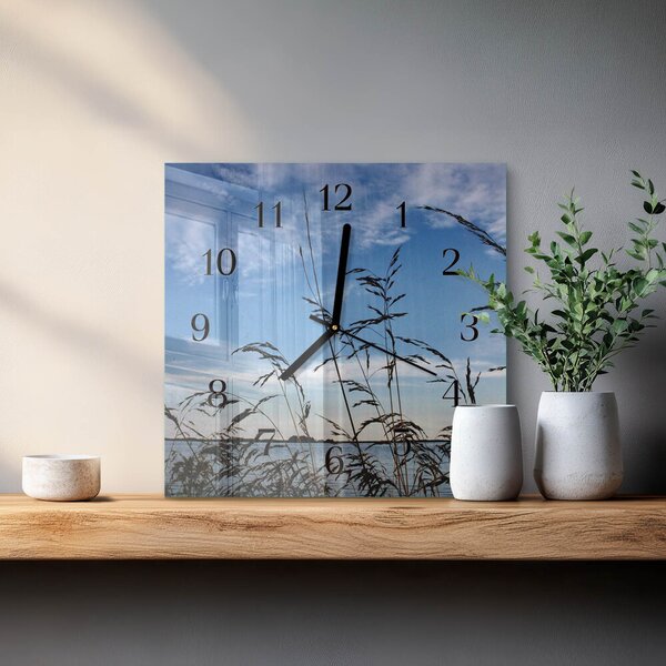 Skleněné hodiny na stěnu Tráva zskc-30x30-00170666