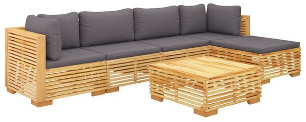 6dílná zahradní sedací souprava s poduškami masivní teak