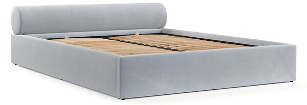 Světle šedá čalouněná dvoulůžková postel s úložným prostorem s roštem 180x200 cm Solvo – Maison de Rêve