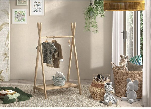 Dětský věšák z dubového dřeva v přírodní barvě 74x132 cm Forrest – Vipack