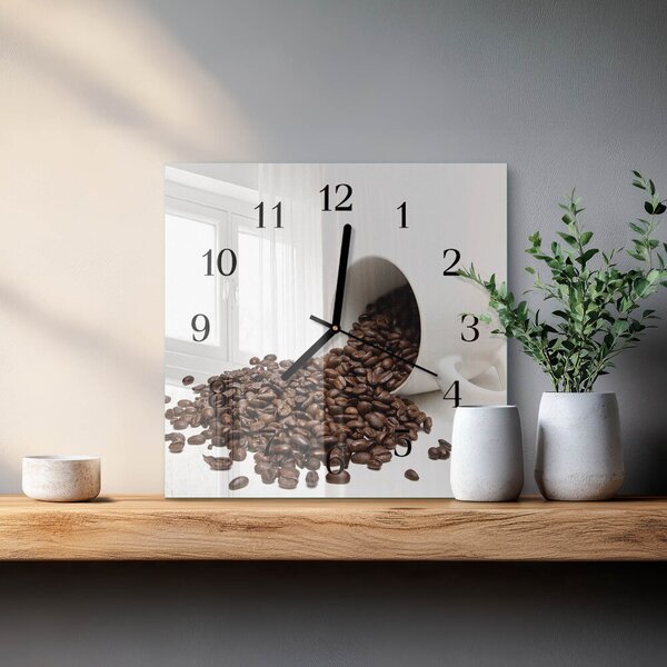 Skleněné hodiny na stěnu Šálek kávy zskc-30x30-00170690