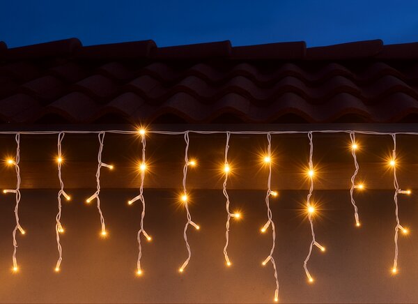 Venkovní LED vánoční závěs PROFI – 10 m, 312 LED, teplá bílá, stálé svícení, silný bílý kabel