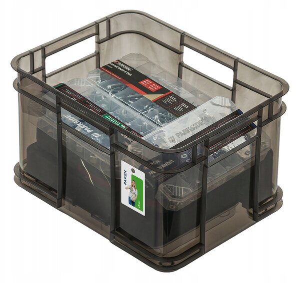 Keeeper Úložný box pro domácnost i dílnu, BRUNO M, 16L, 35 x 27 x 21 cm, kouřový