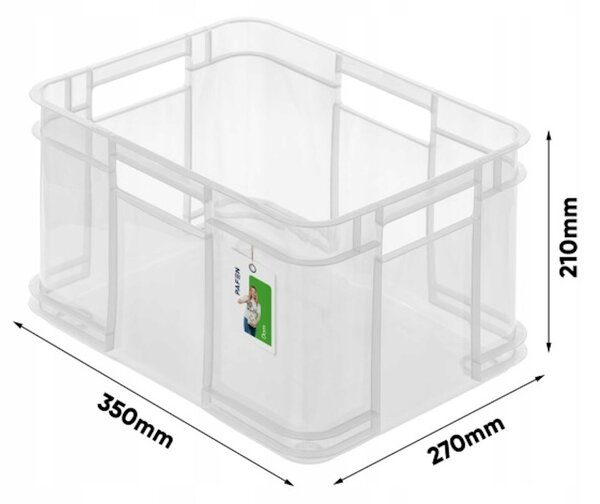 Keeeper Úložný box pro domácnost i dílnu, BRUNO M, 16L, 35 x 27 x 21 cm, transparentní