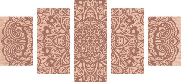 5-dílný obraz květinová Mandala