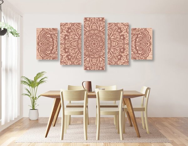 5-dílný obraz květinová Mandala