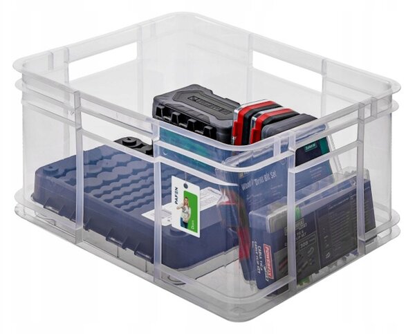 Keeeper Úložný box pro domácnost i dílnu, BRUNO XL, 28L, 43 x 35 x 24 cm, transparentní