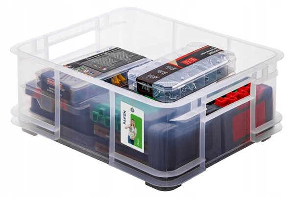 Keeeper Úložný box pro domácnost i dílnu, BRUNO L, 20,5L, 43 x 35 x 17,5 cm, transparentní