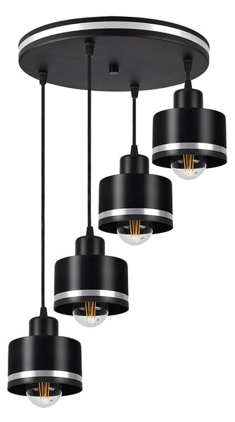 Candellux WAMA Lustr lamp black 4X40W E27 black lampshade+silver