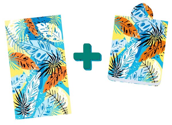 Plážové pončo SUMMER FRESH modro-žluté 80x145 cm
