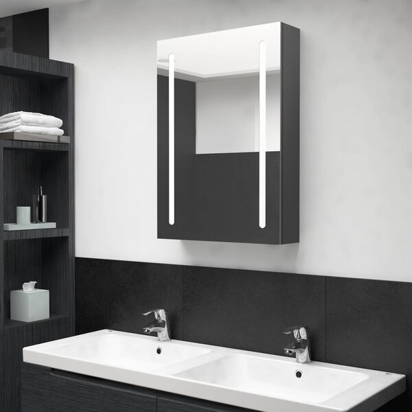 LED koupelnová skříňka se zrcadlem šedá 50 x 13 x 70 cm