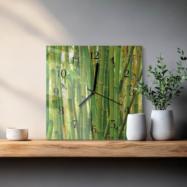 Skleněné hodiny na stěnu Bambusová rostlina zskc-30x30-00170702