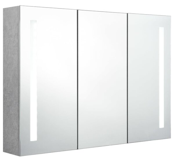 LED koupelnová skříňka se zrcadlem betonově šedá 89x14x62 cm