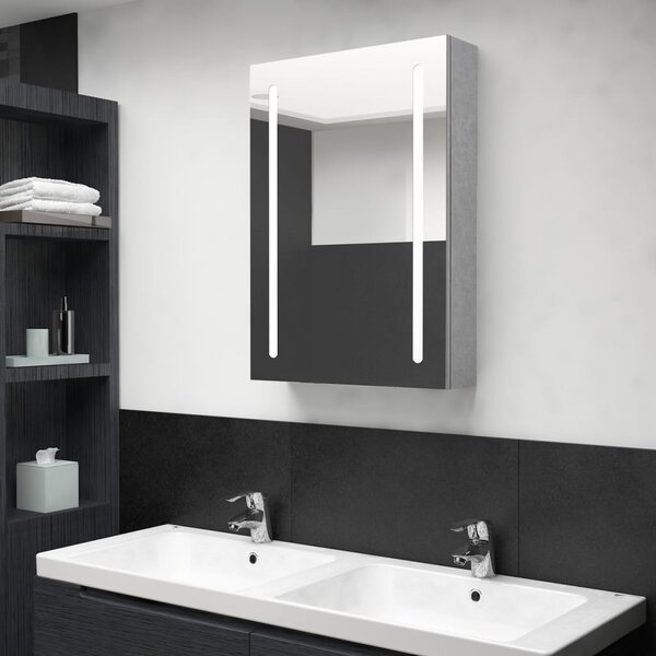 LED koupelnová skříňka se zrcadlem betonově šedá 50x13x70 cm