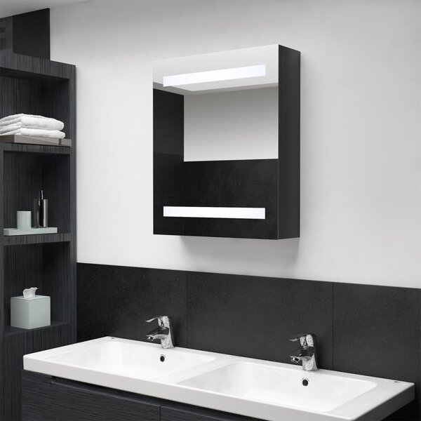 LED koupelnová skříňka se zrcadlem zářivě černá 50 x 14 x 60 cm