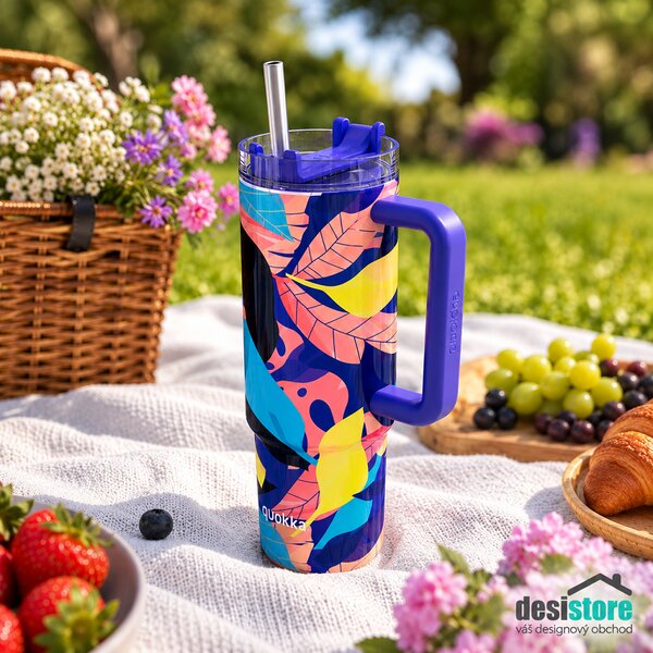 Termohrnek Vibe s brčkem, 880ml, Quokka, midnight forest
