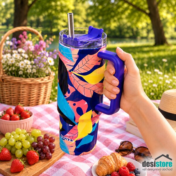 Termohrnek Vibe s brčkem, 880ml, Quokka, midnight forest